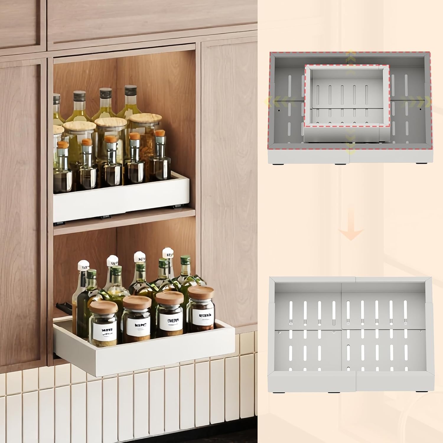 Expandable Pull-Out Cabinet Organizers, Set of 2