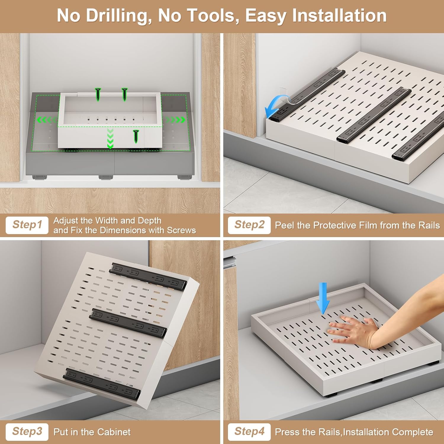 Expandable Pull-Out Cabinet Organizers, Set of 2