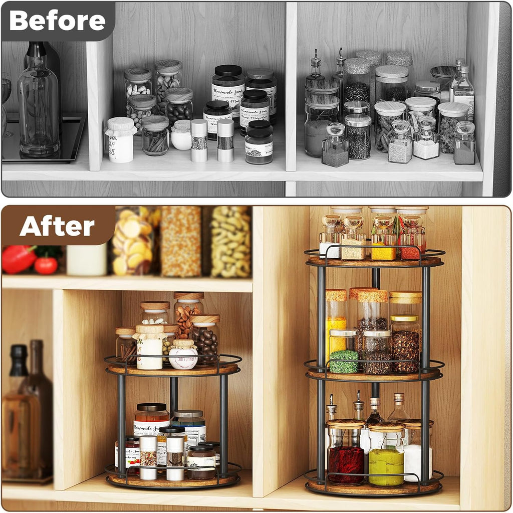 2-Tier Lazy Susan Spice Rack, Rotating Organizer