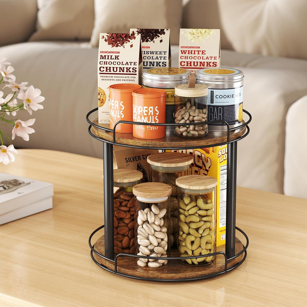 2-Tier Lazy Susan Spice Rack, Rotating Organizer