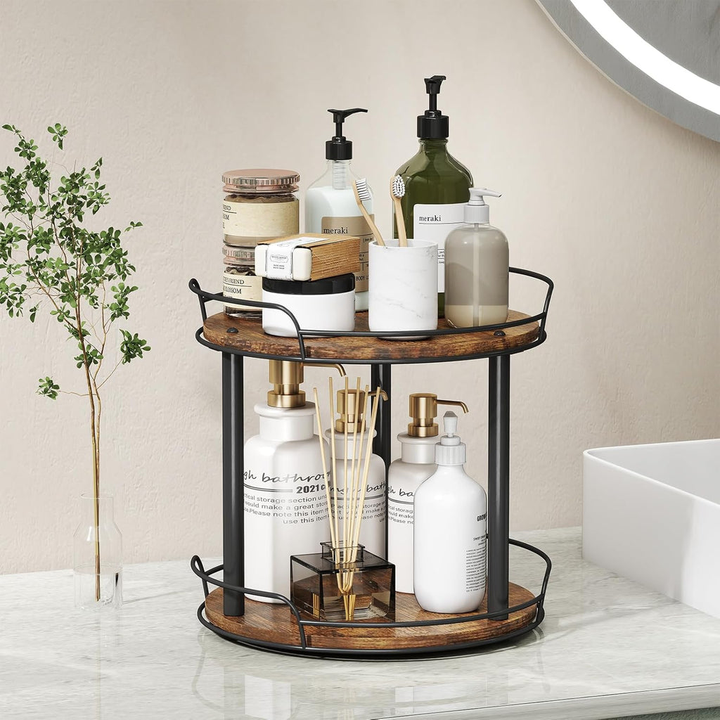 2-Tier Lazy Susan Spice Rack, Rotating Organizer