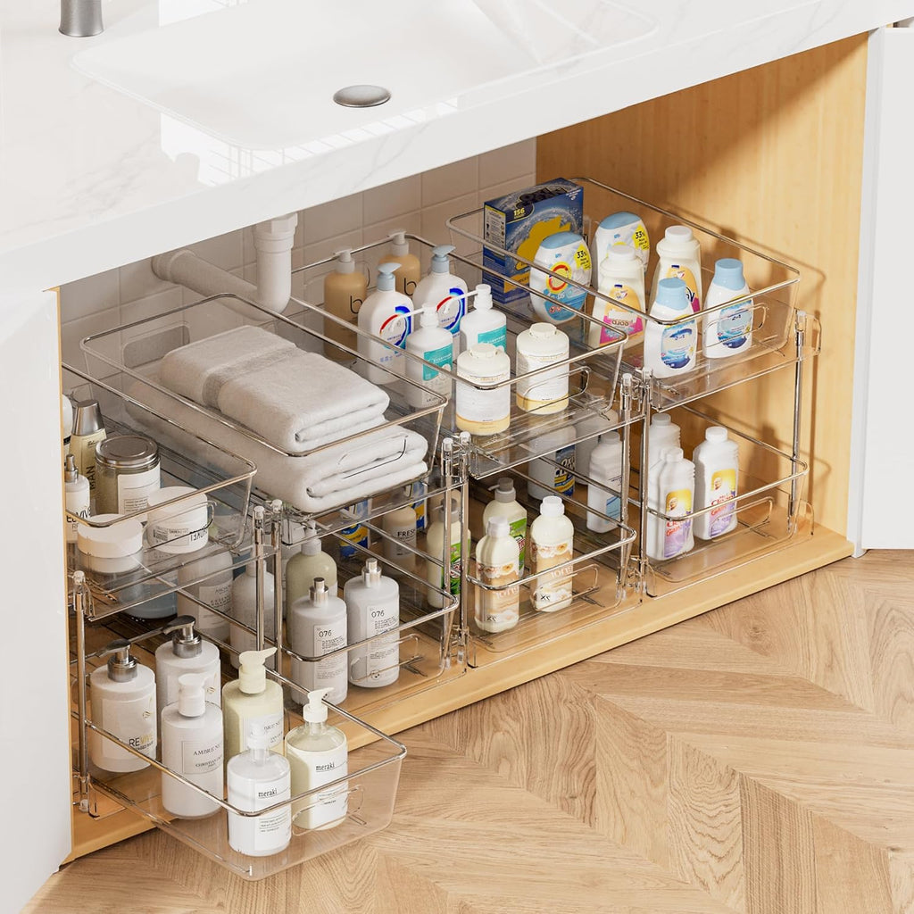Clear Under-Sink Organizer 3-Pack with Sliding Drawers