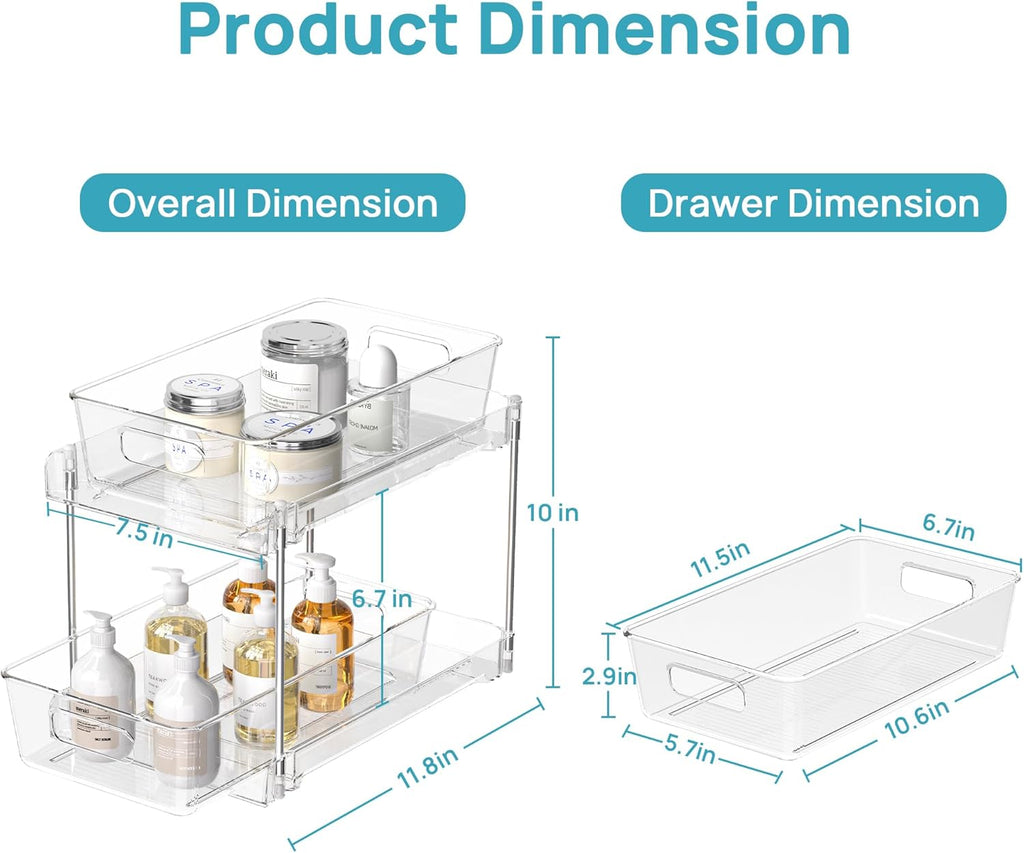 Clear Under-Sink Organizer 3-Pack with Sliding Drawers