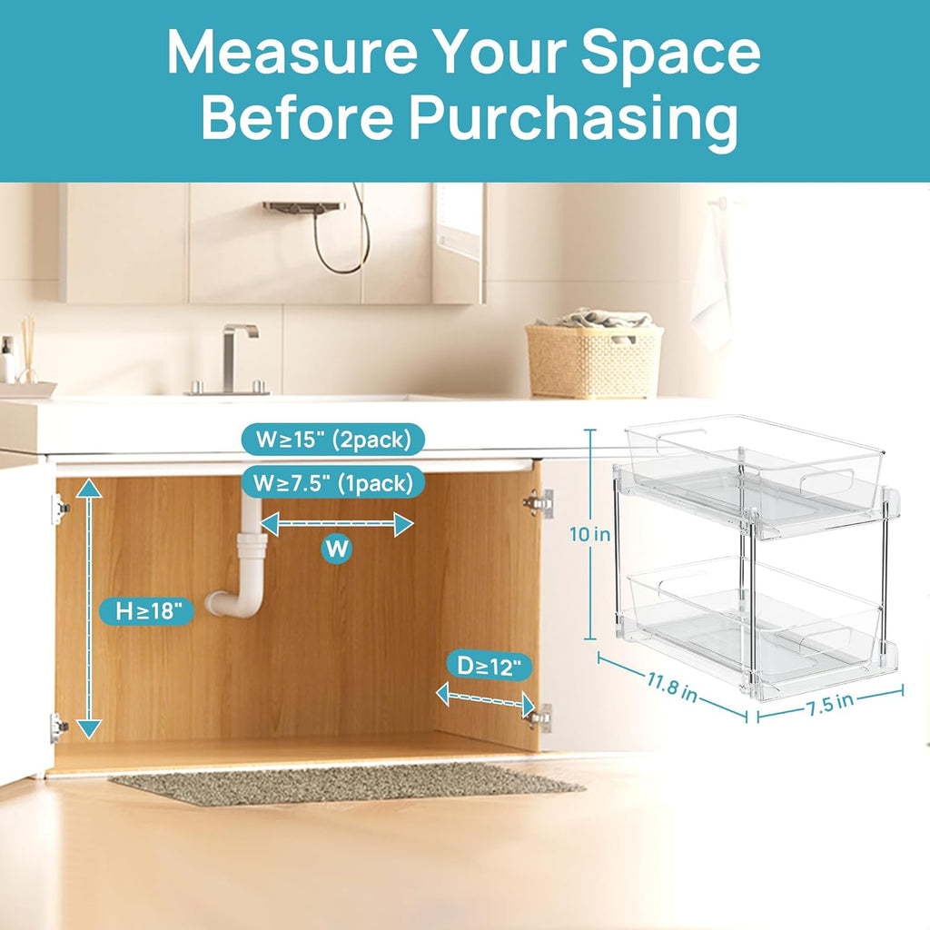 Clear Under-Sink Organizer 3-Pack with Sliding Drawers