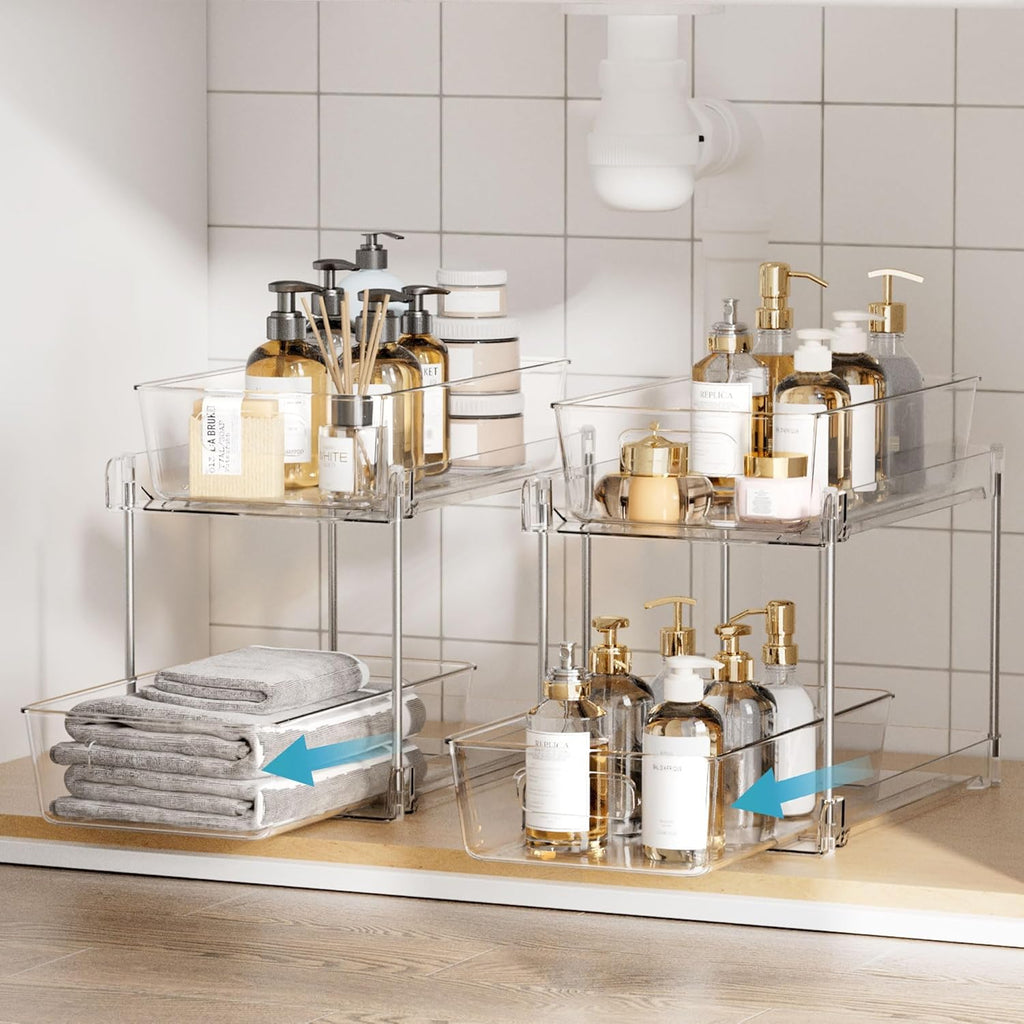 Clear Under-Sink Organizer 3-Pack with Sliding Drawers