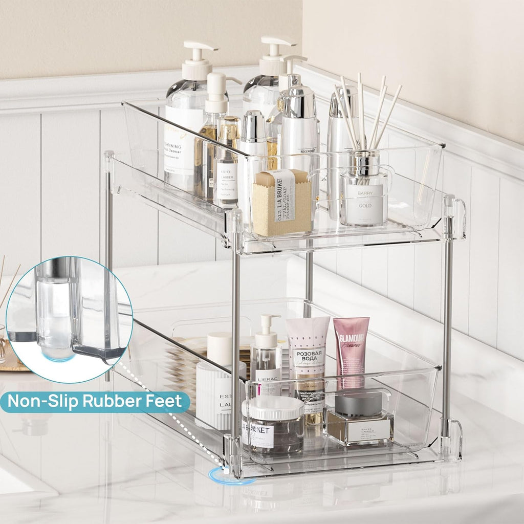Clear Under-Sink Organizer 3-Pack with Sliding Drawers