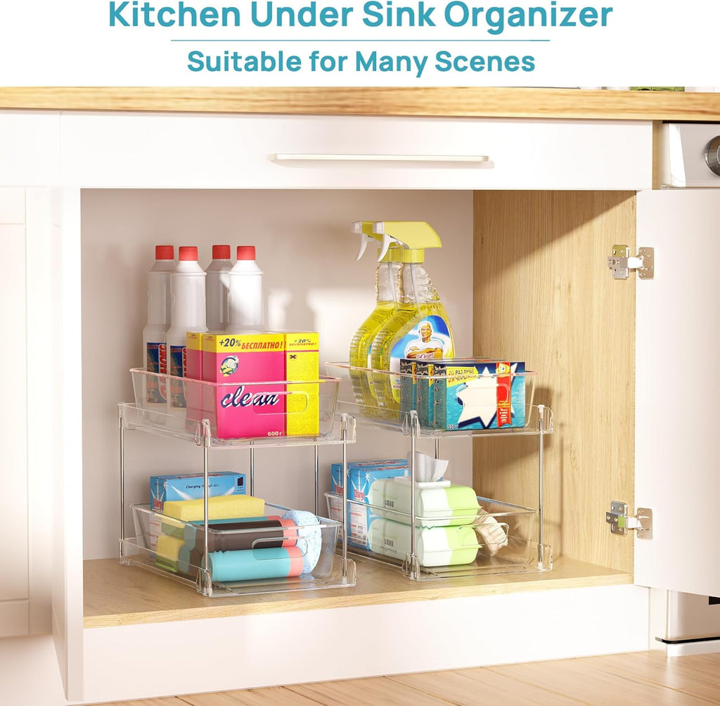 Clear Under-Sink Organizer 3-Pack with Sliding Drawers