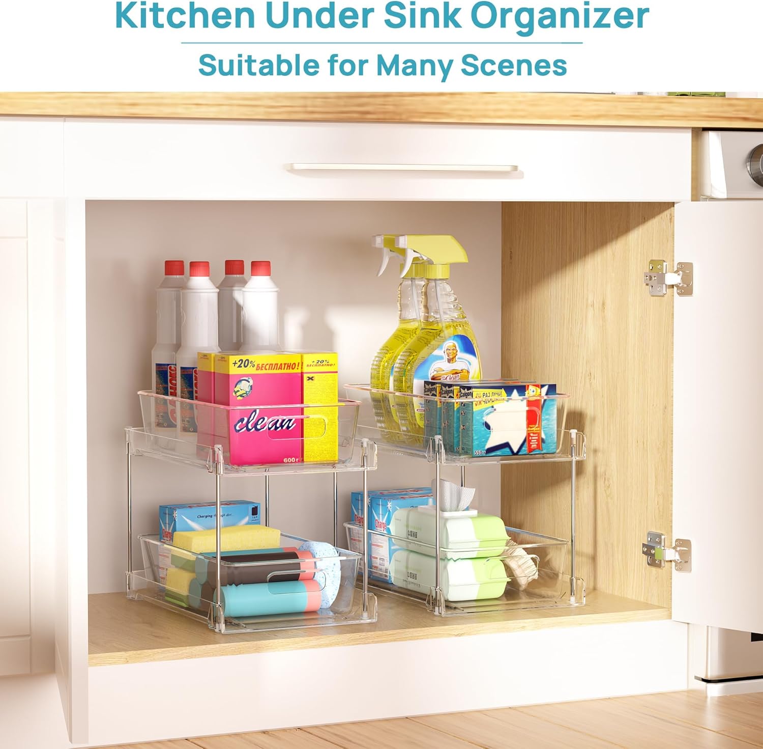 Clear Under-Sink Organizer 3-Pack with Sliding Drawers