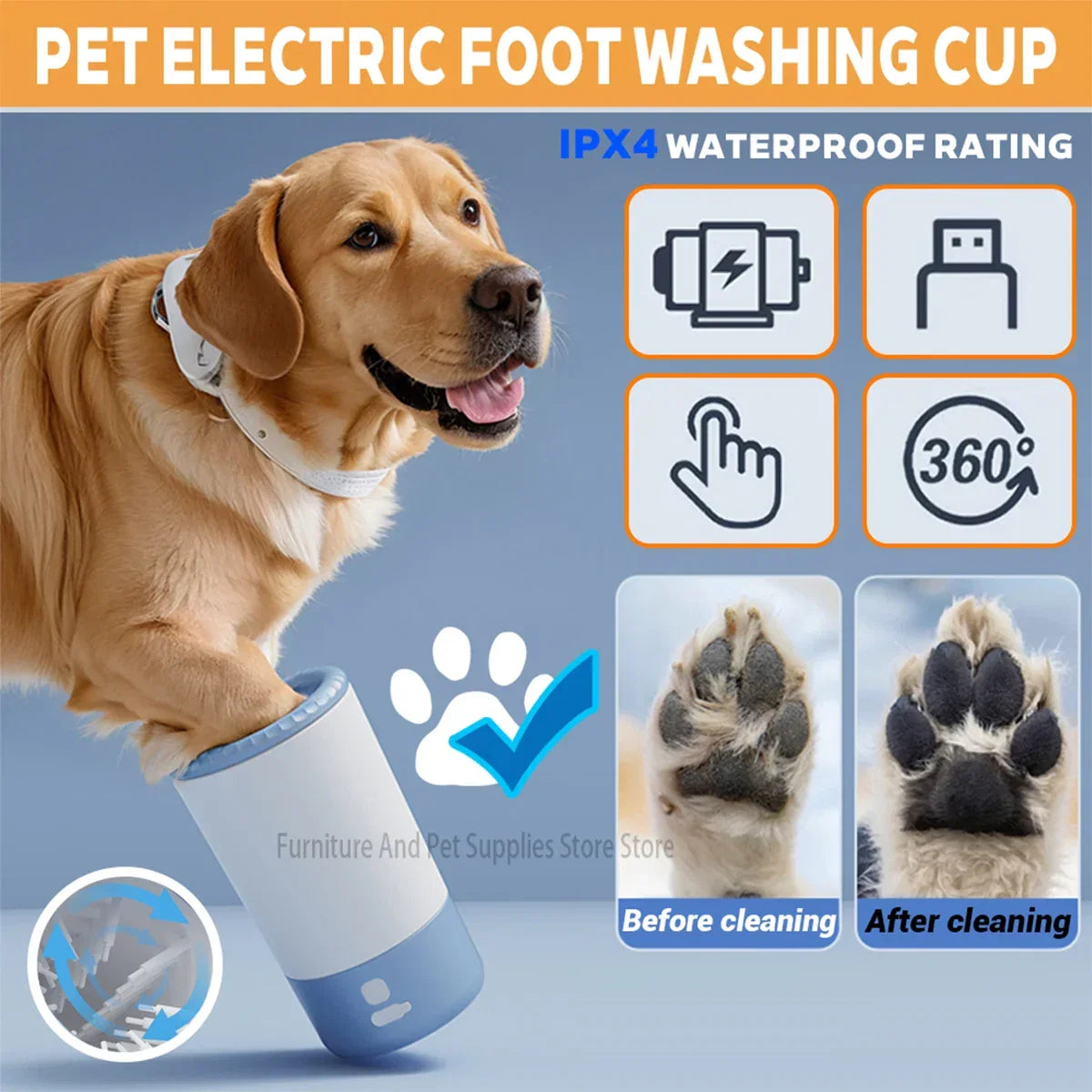Dog Paw Cleaner Cup with Soft Silicone Bristles