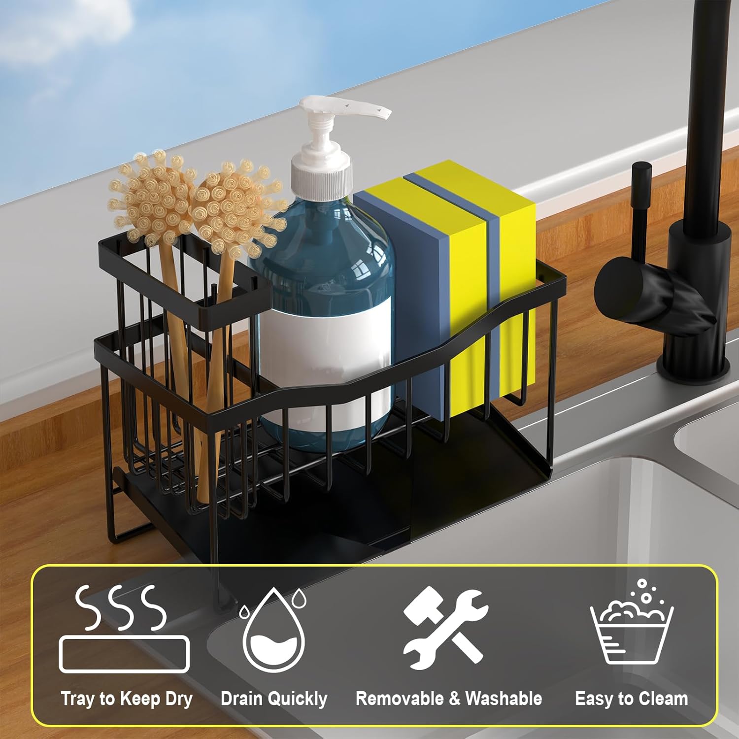 Kitchen Sink Caddy 2-Pack with Self-Draining Tray