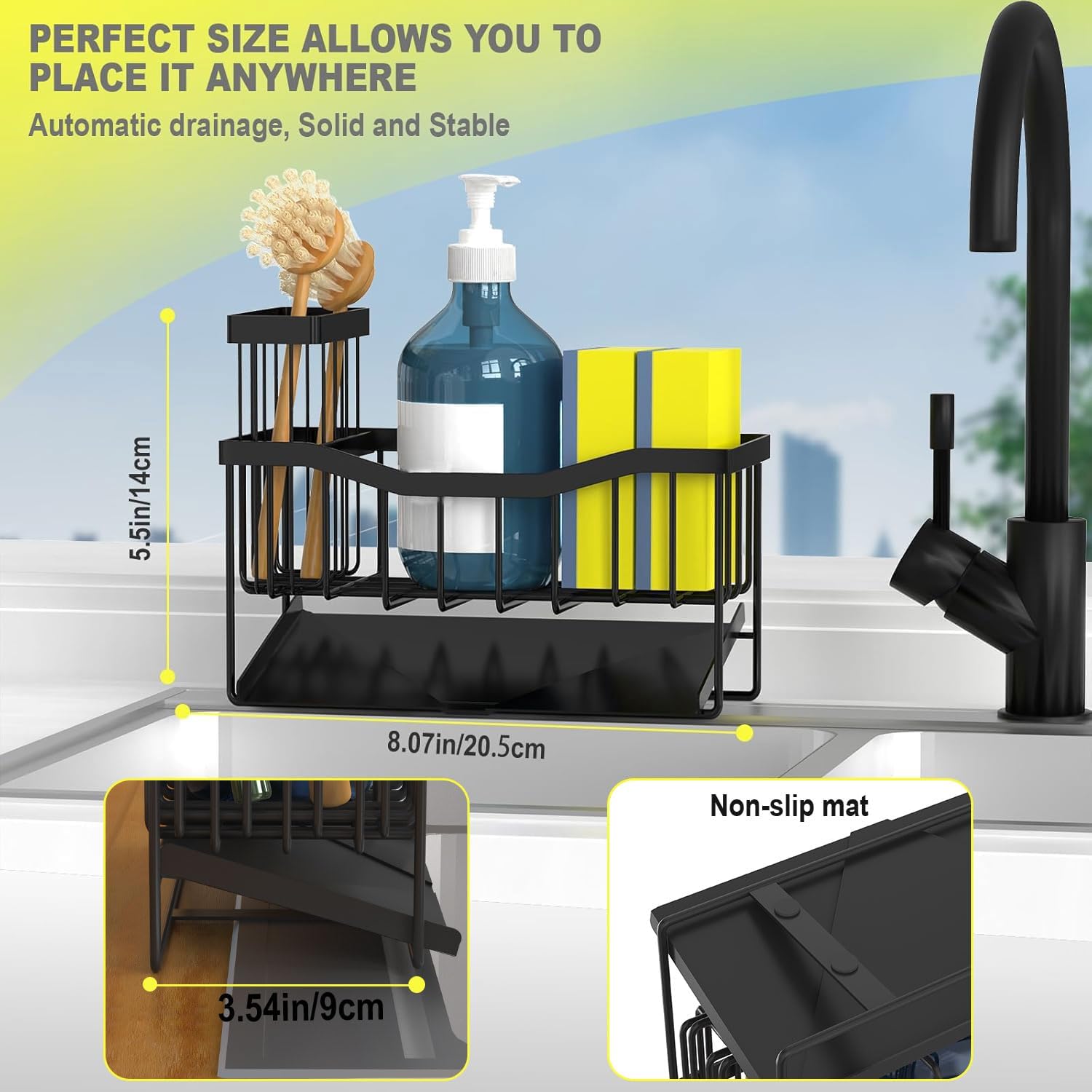 Kitchen Sink Caddy 2-Pack with Self-Draining Tray