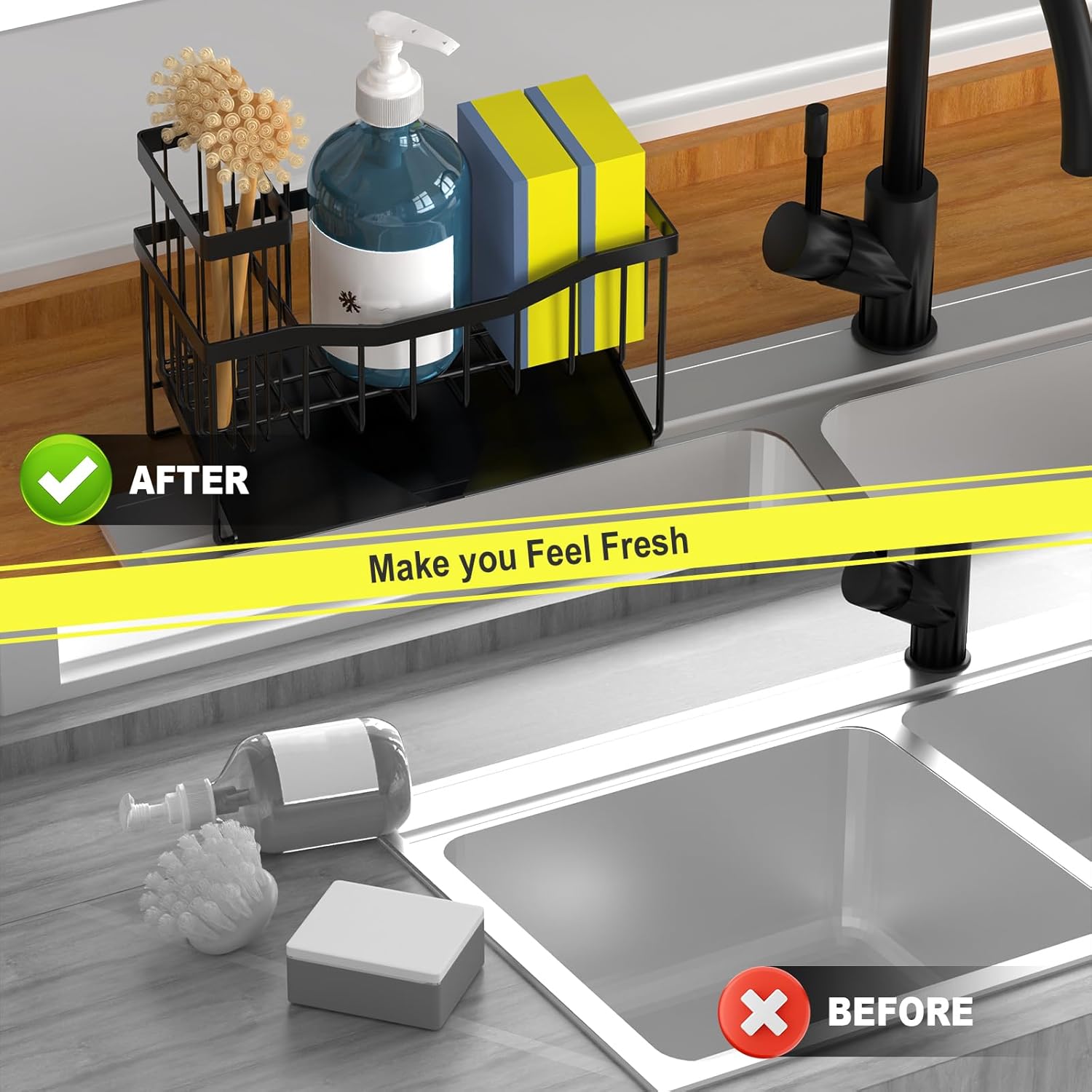 Kitchen Sink Caddy 2-Pack with Self-Draining Tray