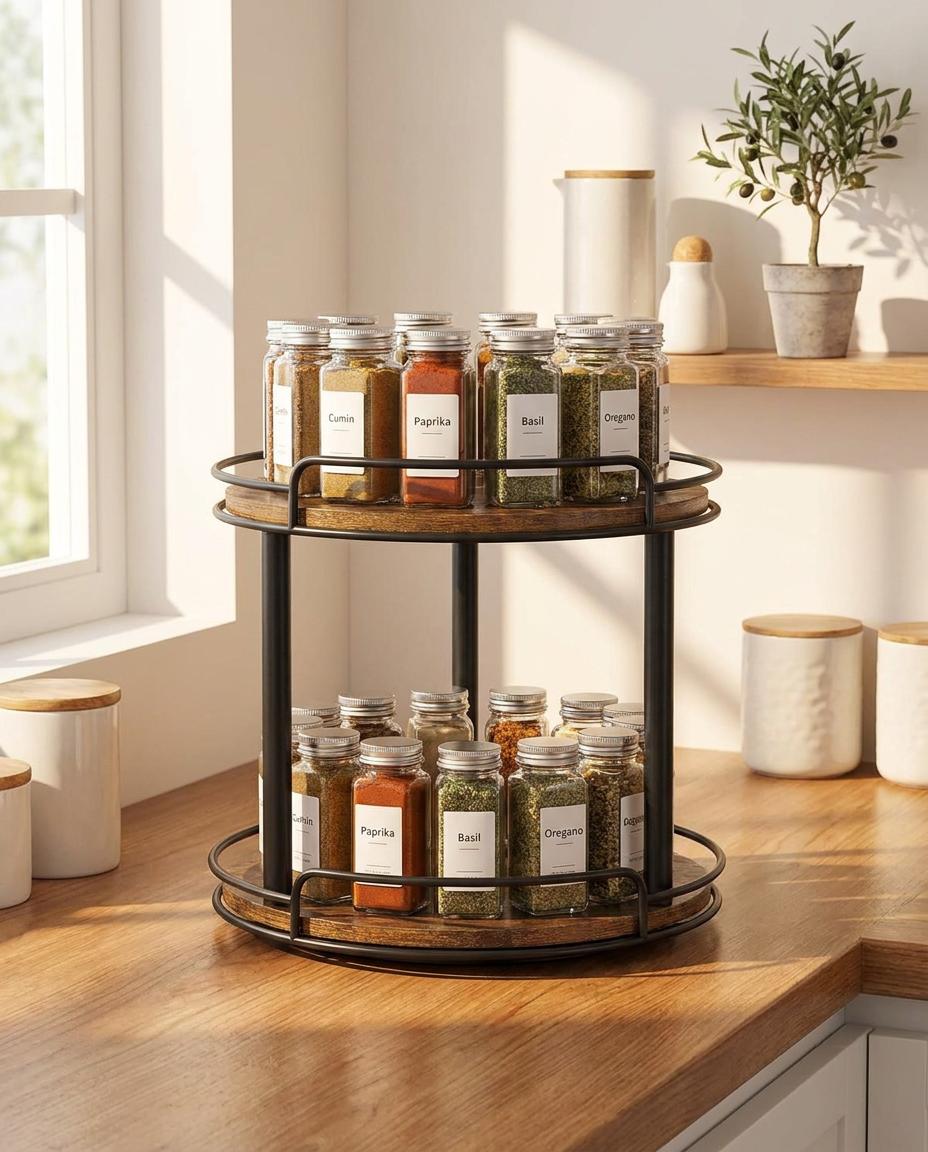 Two-tier lazy susan detail shot