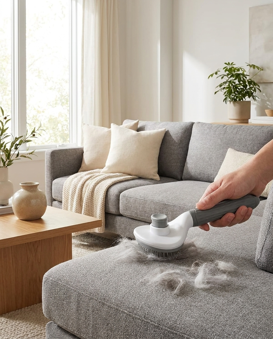 Reusable lint brush cleaning couch cushions